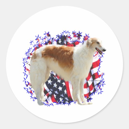 Sticker Rond Borzoi Patriot (Devant)