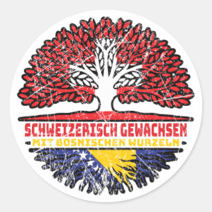 Sticker Rond Bosnien Bosnisch Schweizer Schweiz Baum Wurzel