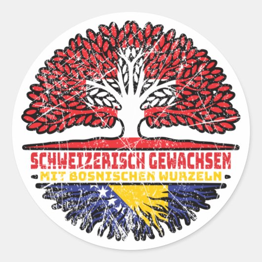 Sticker Rond Bosnien Bosnisch Schweizer Schweiz Baum Wurzel (Devant)