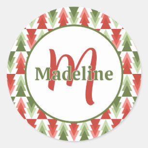 Sticker Rond Bosquet de sapins de Noël géométriques