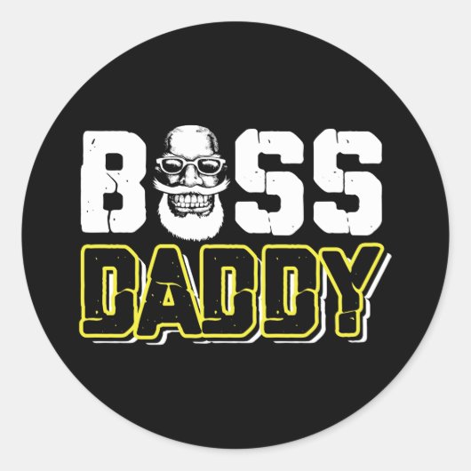 Sticker Rond Boss Daddy Funny (Devant)
