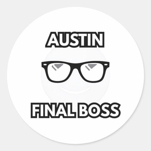 Sticker Rond Boss final d'Austin Emoji cool (Devant)