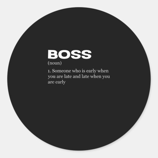 Sticker Rond Boss Funny Définition Joyeux Boss's Day (Devant)