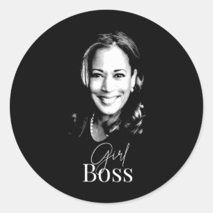 Sticker Rond Boss Kamala Harris For Liberal Democrats 1