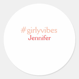 Sticker Rond Bossbabe hashtag rose clair ajouter nom fille patr