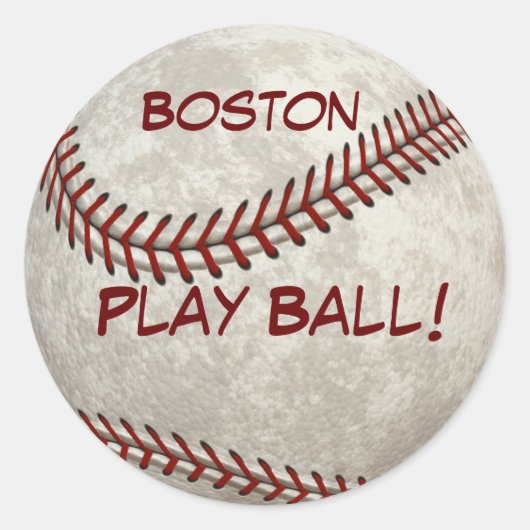 Sticker Rond Boston Baseball "Play Ball" Histoire américaine (Devant)