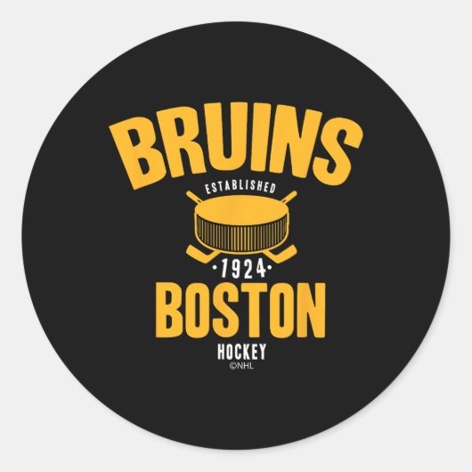 Sticker Rond Boston Bruins Hockey Puck Black Officially License (Devant)