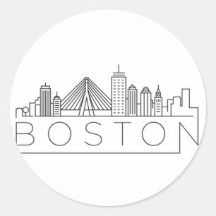 Sticker Rond Boston City Skyline, boston ma skyline