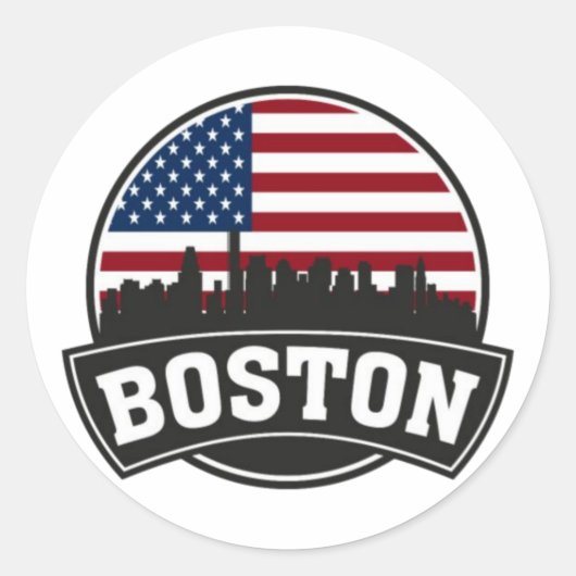 Sticker Rond Boston City Skyline, boston ma skyline (Devant)