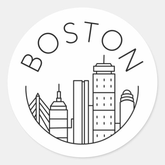 Sticker Rond Boston City Skyline, boston ma skyline (Devant)