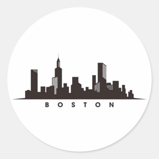 Sticker Rond Boston City Skyline, boston ma skyline (Devant)