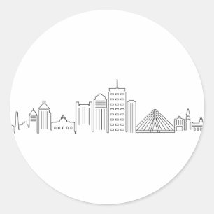 Sticker Rond BOSTON Massachusetts USA City Skyline Silhouette