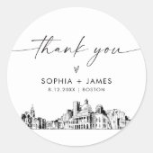 Sticker Rond Boston Merci Favor 3" (feuille de 6) (Devant)