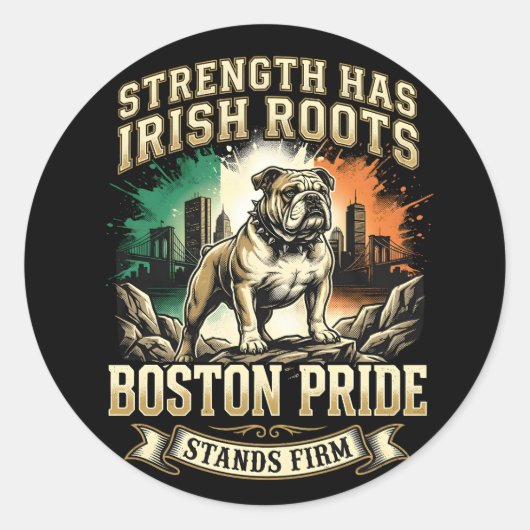 Sticker Rond Boston Pride Irish Roots Bulldog (Devant)