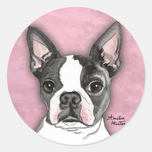 Sticker Rond Boston Terrier (Devant)