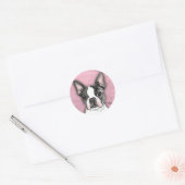 Sticker Rond Boston Terrier (Enveloppe)