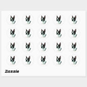Sticker Rond Boston Terrier (Feuille)