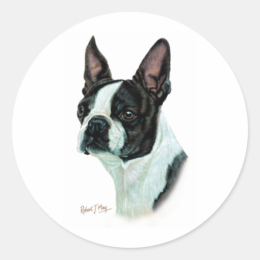 Sticker Rond Boston Terrier (Devant)