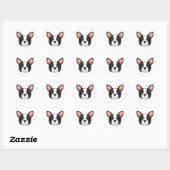 Sticker Rond Boston Terrier (Feuille)