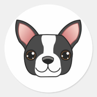Sticker Rond Boston Terrier