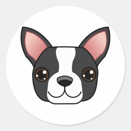 Sticker Rond Boston Terrier (Devant)