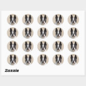 Sticker Rond Boston Terrier (Feuille)
