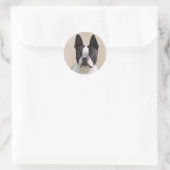 Sticker Rond Boston Terrier (Sac)
