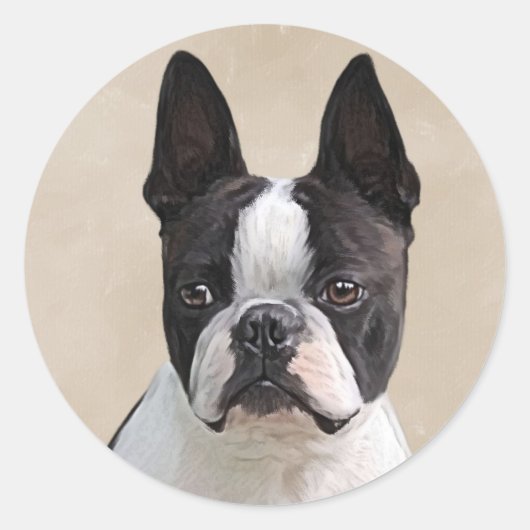 Sticker Rond Boston Terrier (Devant)