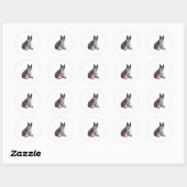 Sticker Rond Boston Terrier avec boisson (Feuille)