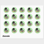 Sticker Rond Boston Terrier. Bonne chance (Feuille)