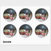 Sticker Rond Boston Terrier Caravan Christmas Adventure (Feuille)