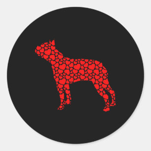 Sticker Rond Boston Terrier Chien Cute Silhouette Coeur Valenti