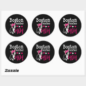 Sticker Rond Boston Terrier Chien Maman Propriétaire Cute Funny (Feuille)
