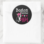 Sticker Rond Boston Terrier Chien Maman Propriétaire Cute Funny (Sac)