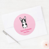 Sticker Rond Boston Terrier Chien Saint-Valentin (Enveloppe)