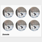 Sticker Rond Boston Terrier Laisser neiger Noël (Feuille)