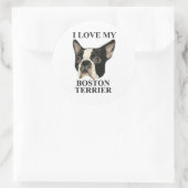 Sticker Rond Boston Terrier Love (Sac)
