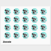 Sticker Rond Boston Terrier mariée et mariée (Feuille)