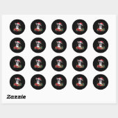 Sticker Rond Boston Terrier Santa Hat Funny Christmas Bostie Do (Feuille)