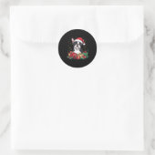 Sticker Rond Boston Terrier Santa Hat Funny Christmas Bostie Do (Sac)