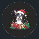 Sticker Rond Boston Terrier Santa Hat Funny Christmas Bostie Do<br><div class="desc">Boston Terrier Santa Hat Funny Christmas Bostie Amoureux des chiens 1</div>