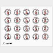 Sticker Rond Boston Terrier Winter Sweater Return Address (Feuille)