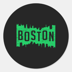 Sticker Rond Boston USA City Ville Skyline Drôle idée cadeau