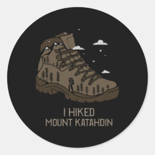 Sticker Rond Bot de randonnée de camping vintage Mont Katahdin