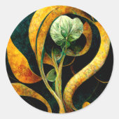 Sticker Rond Botanical Orchid Greens & Golds (Devant)