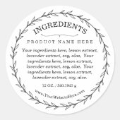 Sticker Rond Botanical Wreath Ingredients Product Label (Devant)