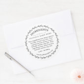 Sticker Rond Botanical Wreath Ingredients Product Label (Enveloppe)