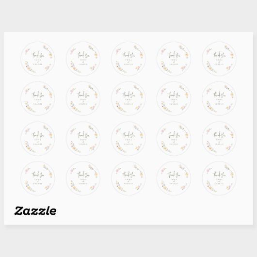 Sticker Rond Botanique Boho fleurs Script mariage (Feuille)