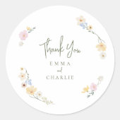 Sticker Rond Botanique Boho fleurs Script mariage (Devant)
