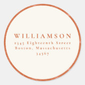Sticker Rond Botanique Burnt Orange Mariage Adresse de retour (Devant)